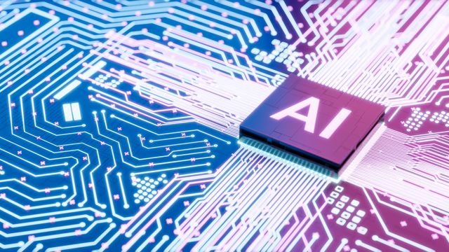 AI written on a computer chip. 